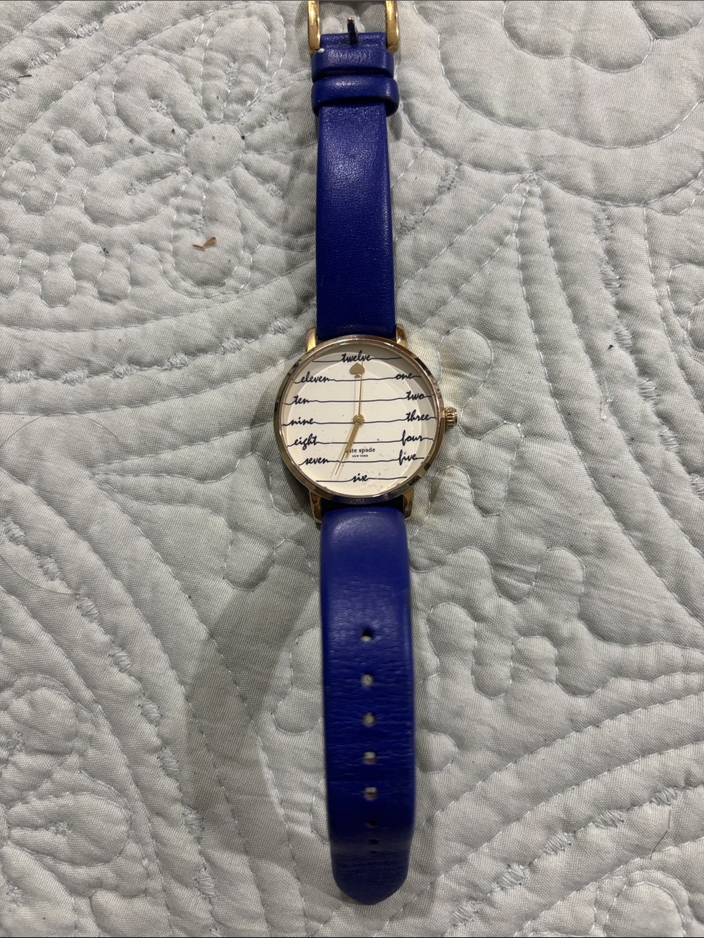 Kate Spade Blue Leather Strap Women's Watch Used needs a new battery!!!